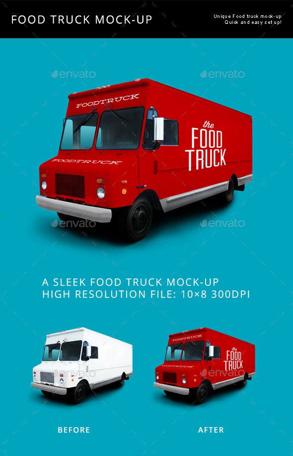 Editable Food Truck PSD Mockup.