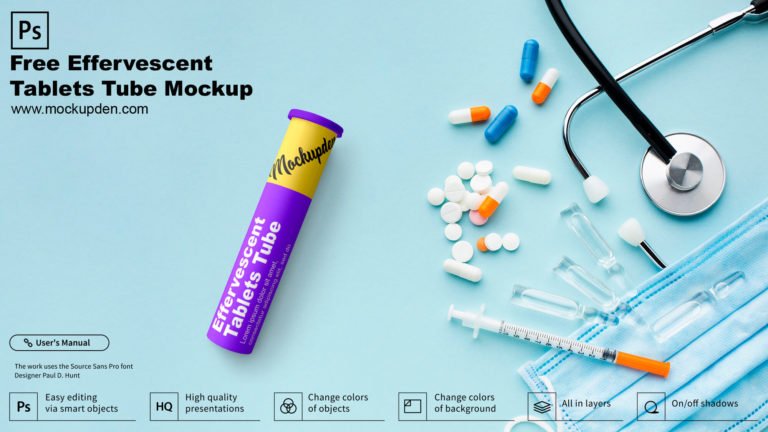 Free Effervescent Tablets Tube Mockup PSD Template
