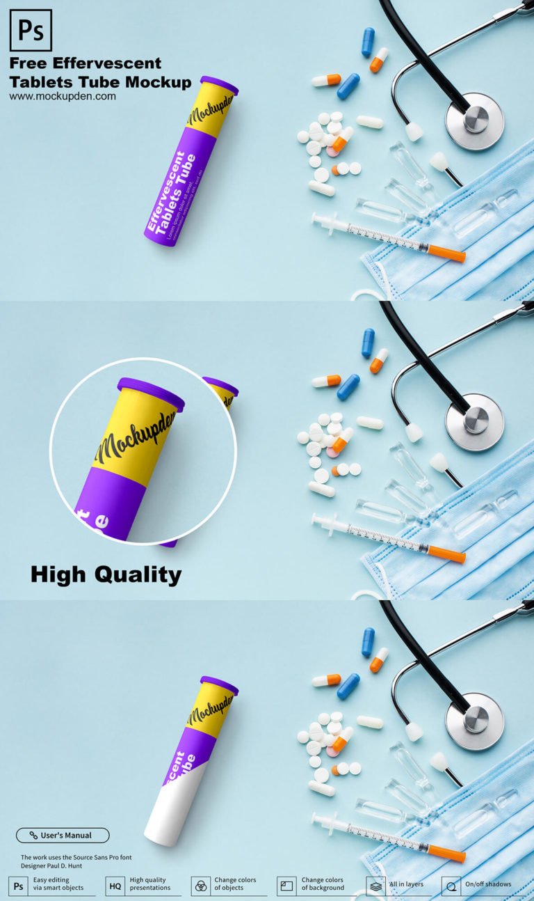 Download Free Effervescent Tablets Tube Mockup PSD Template - Mockup Den