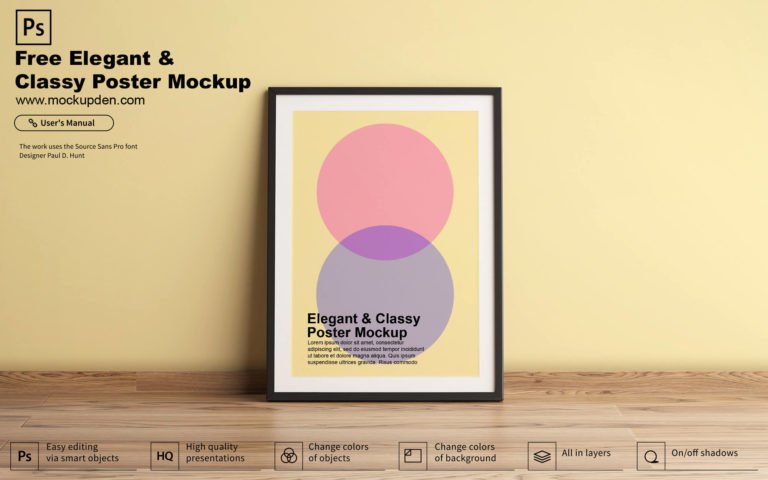 Free Classic Elegant Poster Mockup PSD Template