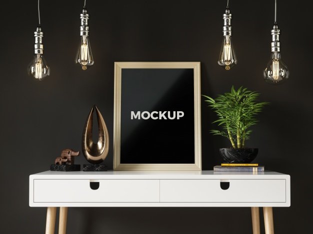 Elegant Frame and Light Bulb Mockup