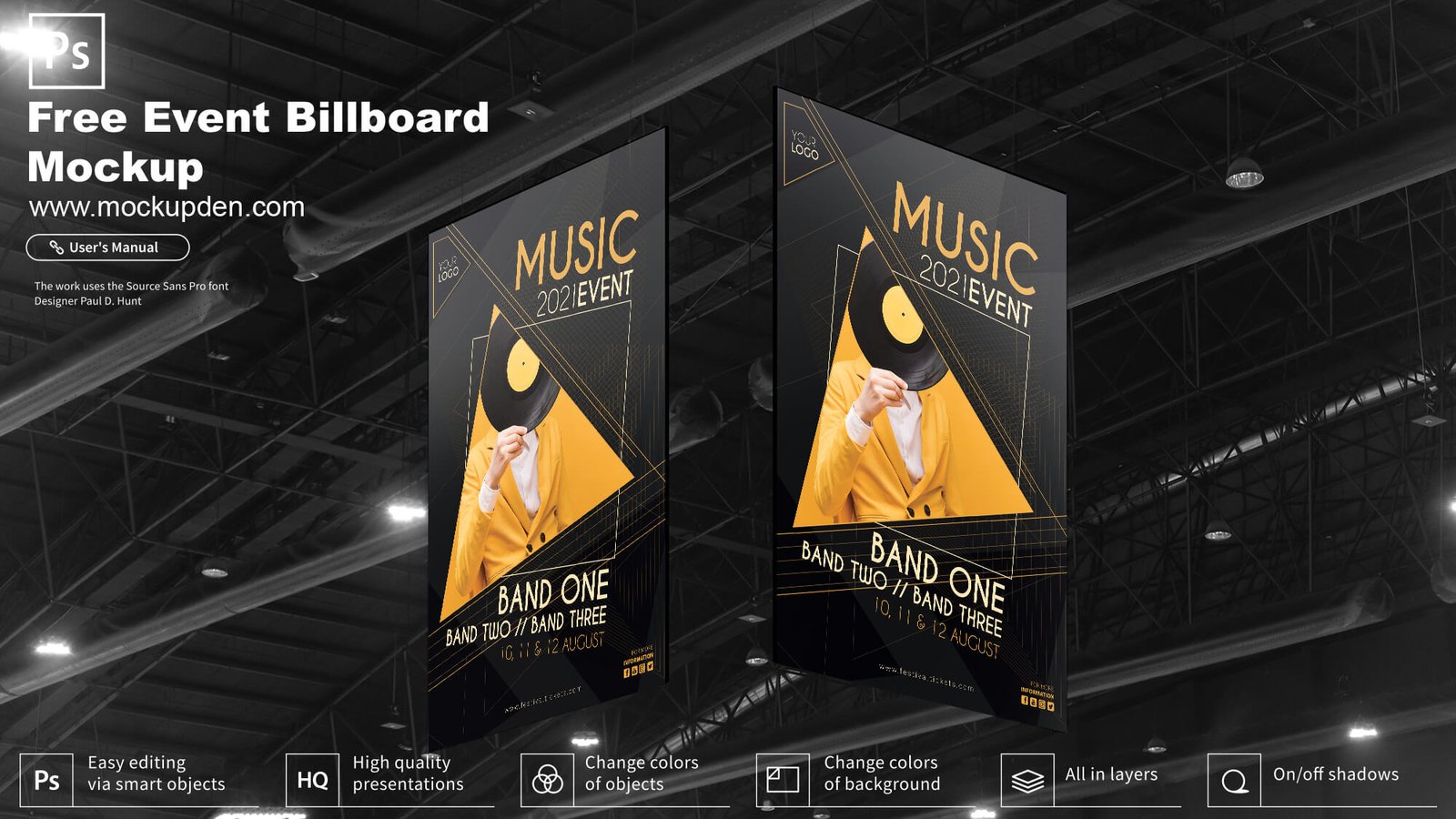 Download Free Event Billboard Mockup PSD Template - Mockup Den