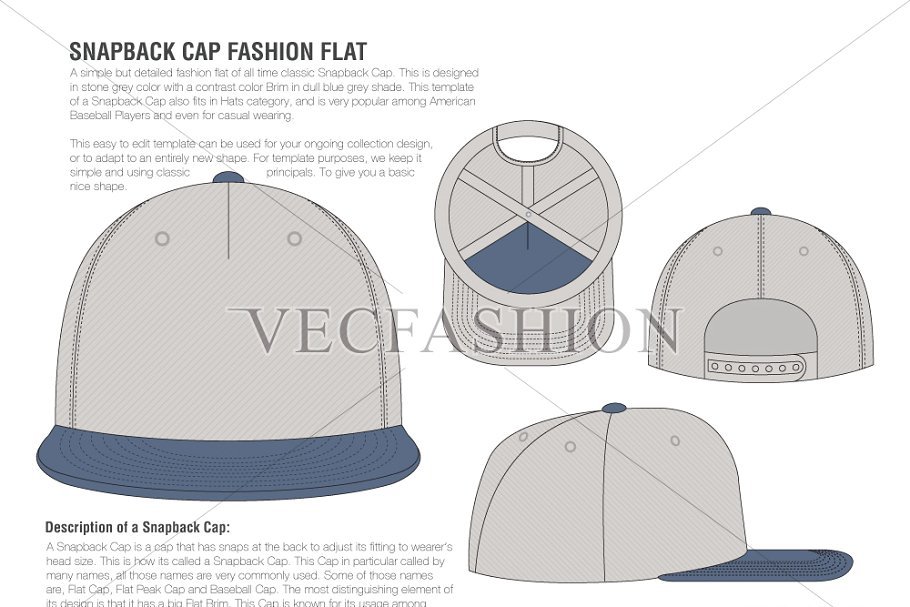 Fashionable Snapback Cap Vector File Illustration