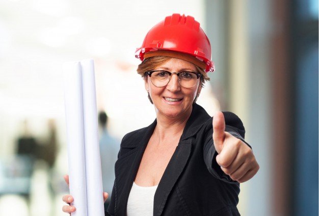 Female Architect With Red Helmet Template Design Idea