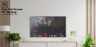 Free Flat Screen TV Mockup PSD Template