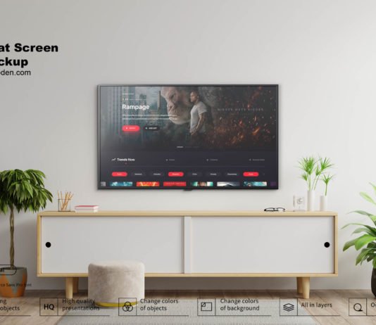 Free Flat Screen TV Mockup PSD Template