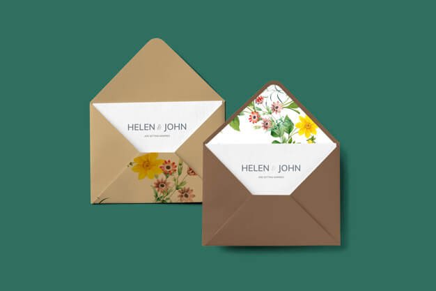 Floral Print Envelope Mockup