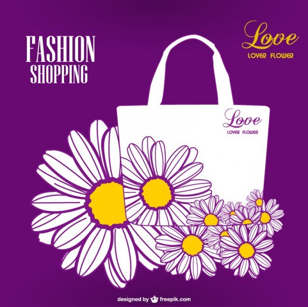 Floral Print Shopping Bag Vector Design Free