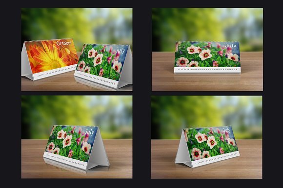 Flower Printed Desk Calendar PSD