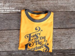 Free Folded Cool Design T-Shirt Mockup PSD Template