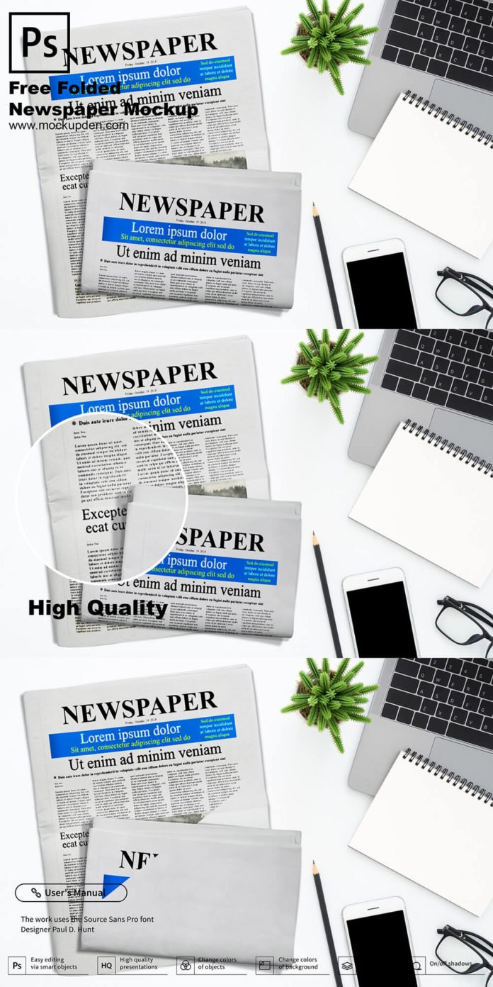 Download 27+Free Newspaper Mockup PSD Template 2020 Collection