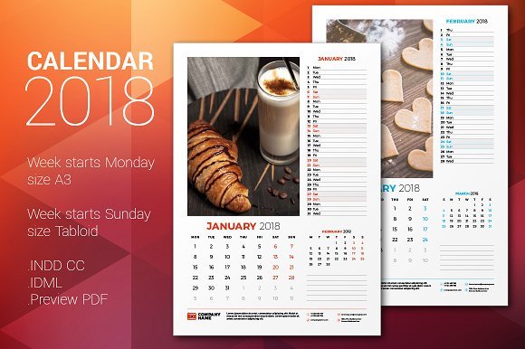 Food Design Calendar Mockup