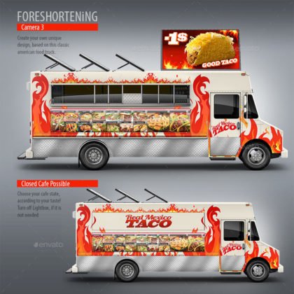 Download 41+ Delicious Free Food Truck Mockup | Fast Food,Ice Cream,