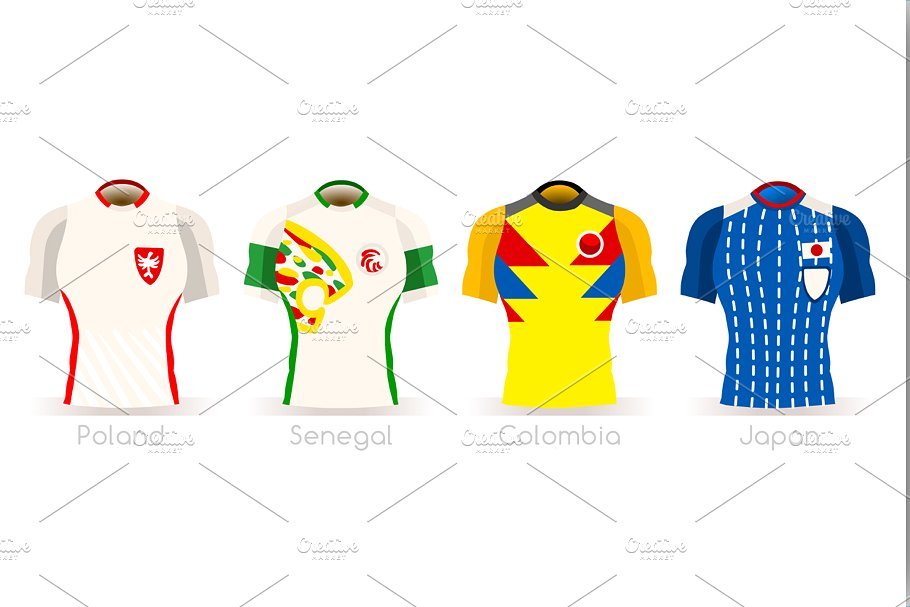 Four World Cup Group Team T-Shirt Design Illustration