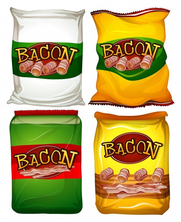 Four different color food bag Vector
