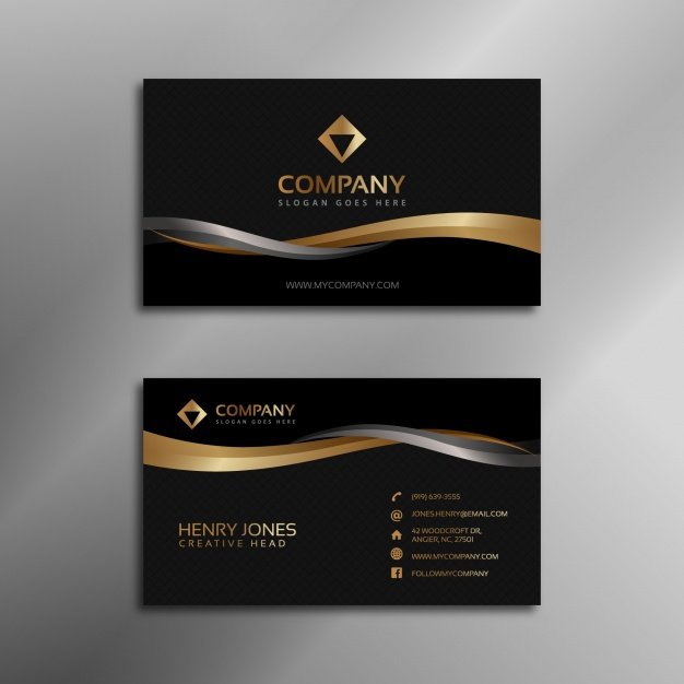 Free Black And Gold Color Business Card Mockup