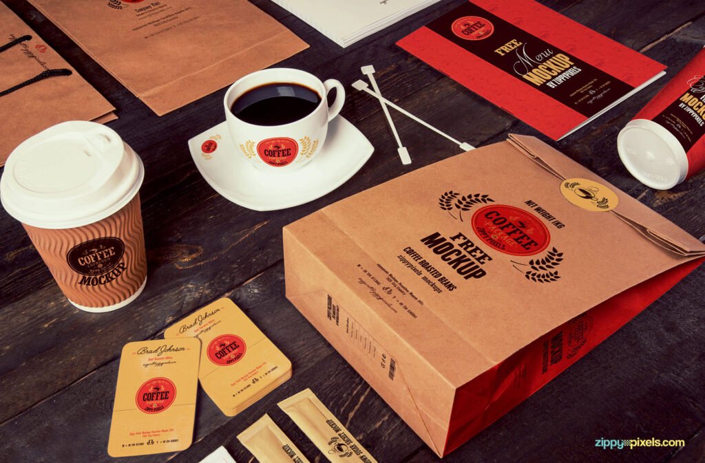 Free Coffee Branding And Packaging Bag Mockup