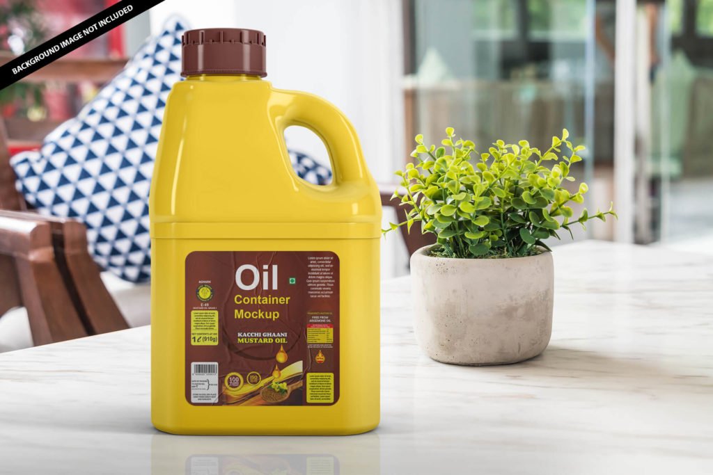 Free Plastic Oil Container Mockup PSD Template