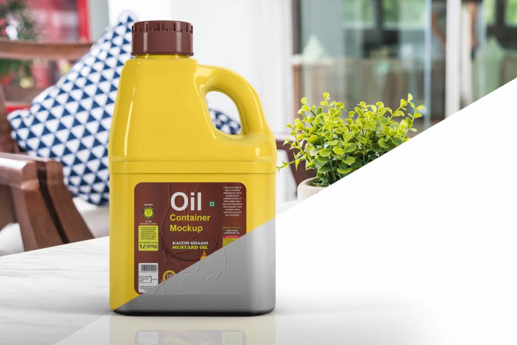 Free Plastic Oil Container Mockup PSD Template