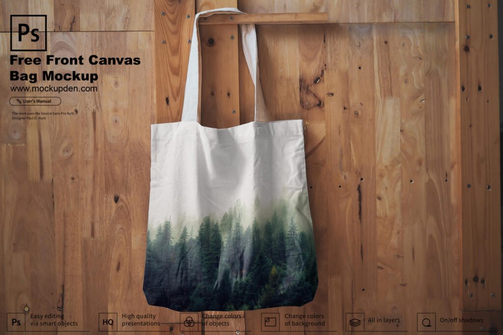 Download Free Front Canvas Bag Mockup PSD Template - Mockupden