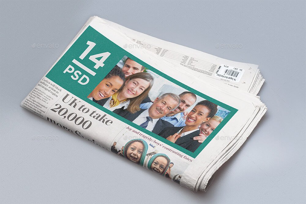 Front page of the Newspaper PSD Template
