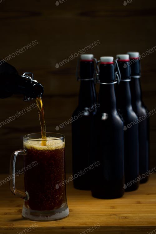 Glass Being Filled With Beer Mockup Illustration