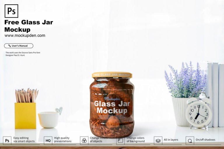 Free Glass Jar Mockup PSD Template