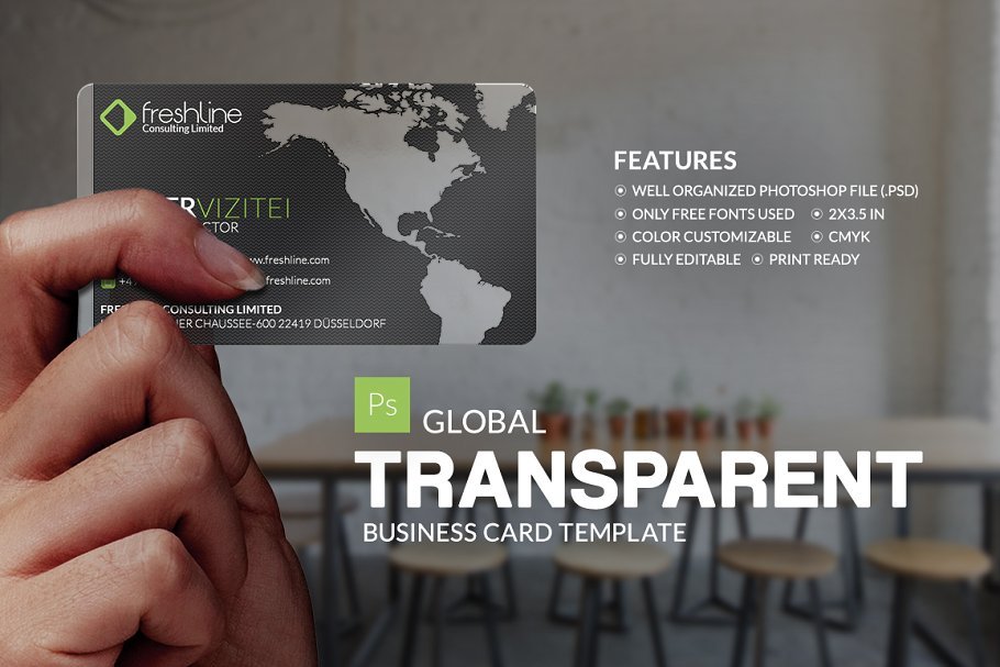 Global Transparent Business Card Illustration