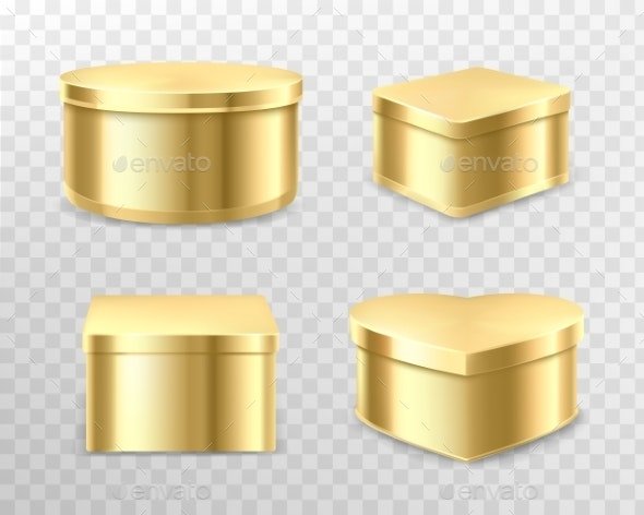 Golden Gift Tin Boxes for Tea Coffee or Sweets