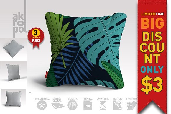 Graphic Design Pillow Mockup PSD