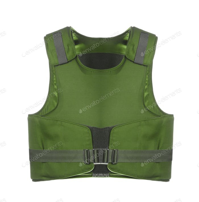 Green Colored Bulletproof Vest Mockup. 