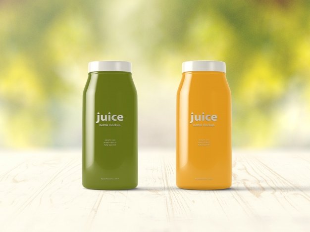 Green and Yellow Juice Bottle Customizable Design
