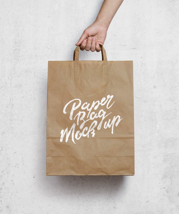 Hand Hold Brown Color Paper Bag Mockup