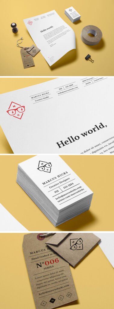 Hang Tag Along With Stationery Beside Mockup