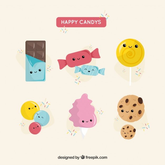 Happy Candies Vector Illustration: