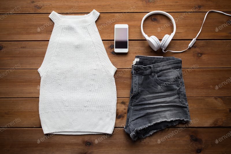 Headphone With Smartphone And Clothes.