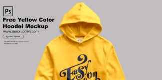 Free Yellow Color Hoodie Mockup PSD Template