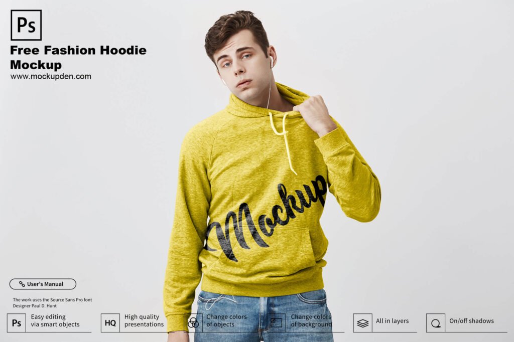 Download Free Fashion Hoodie Mockup PSD Template - Mockup Den