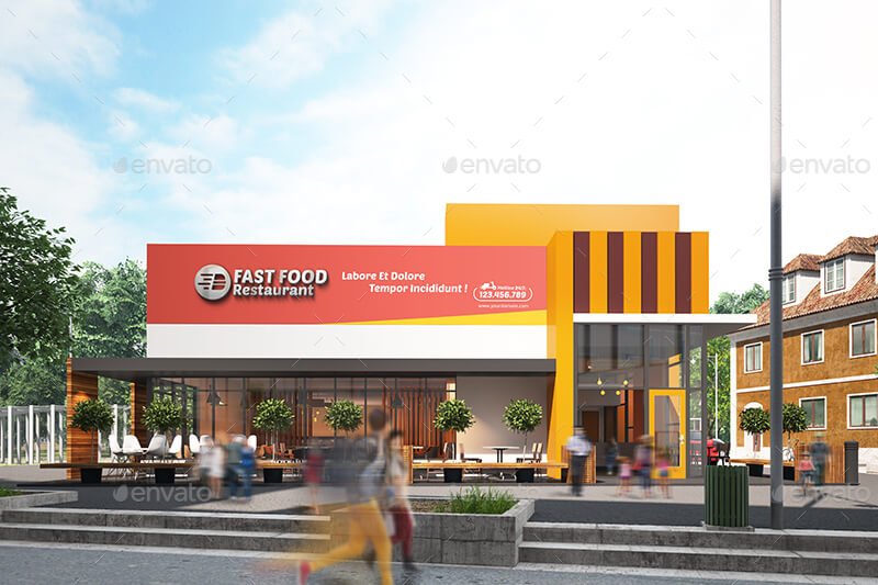 Illustration of a Fast food Cafe Mockup