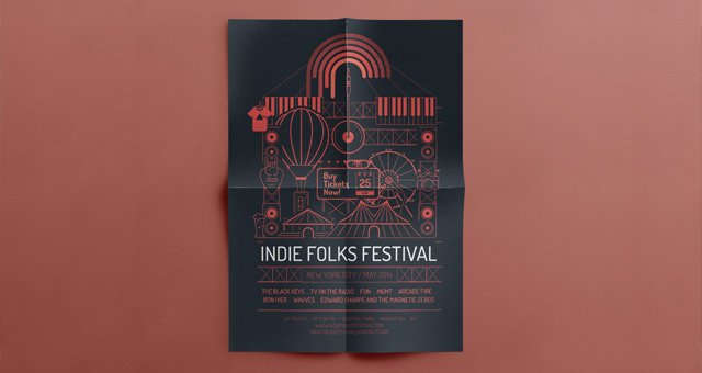 Indie Folk Festival A4 Size Flyer Mockup