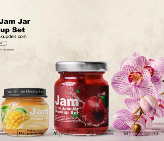 Free Jam Jar Mockup Set PSD Template
