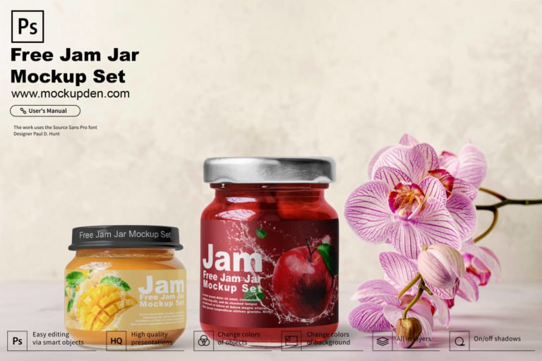 Free Jam Jar Mockup Set PSD Template