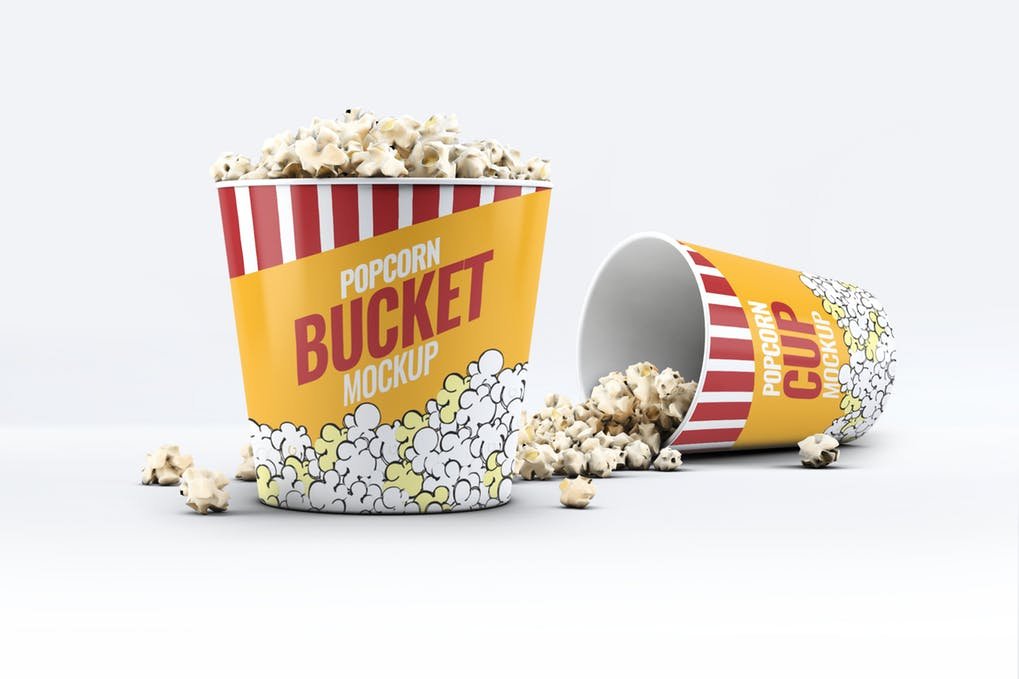 Jumbo Popcorn Bucket and Cup Mockup