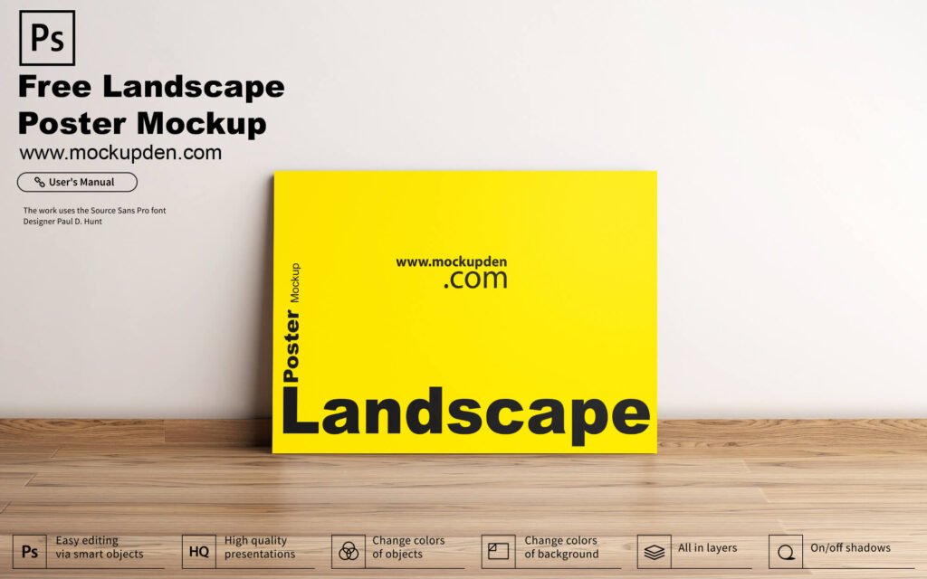 Download Free Landscape Poster Mockup Psd Template Mockup Den