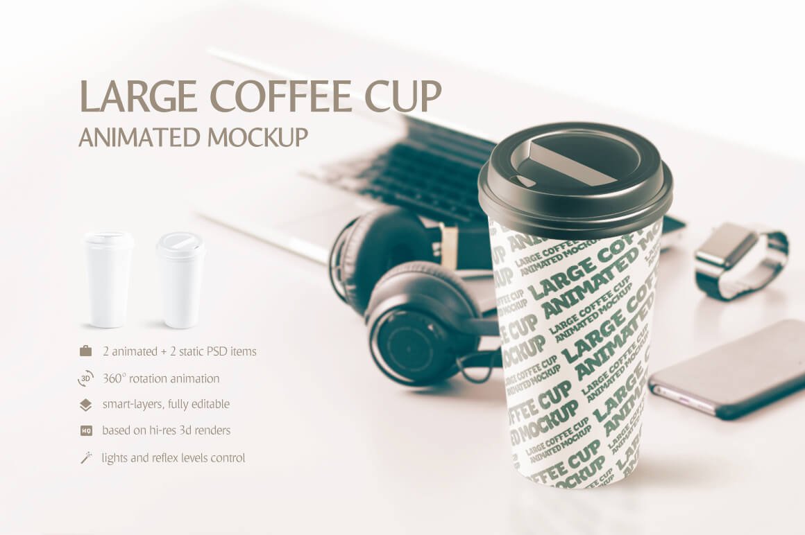 Large Coffee Container Plastic Cup Mockup