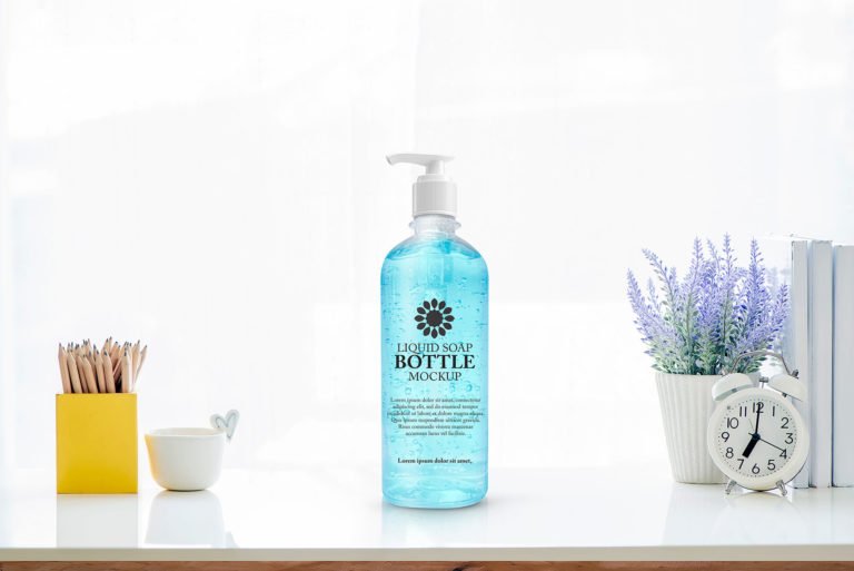 Free Liquid Soap Bottle Mockup PSD Template