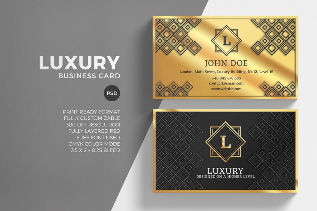 Luxury Business Card With Pattern Print On It