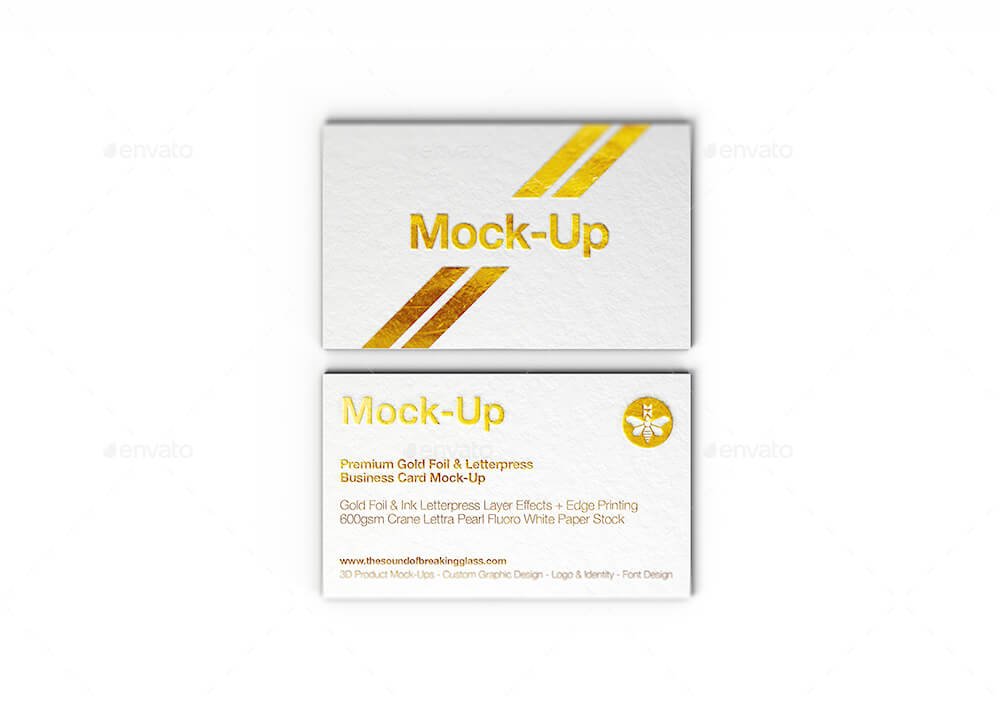 Luxury Gold Foil & Ink Letterpress Business Card Mock-Up