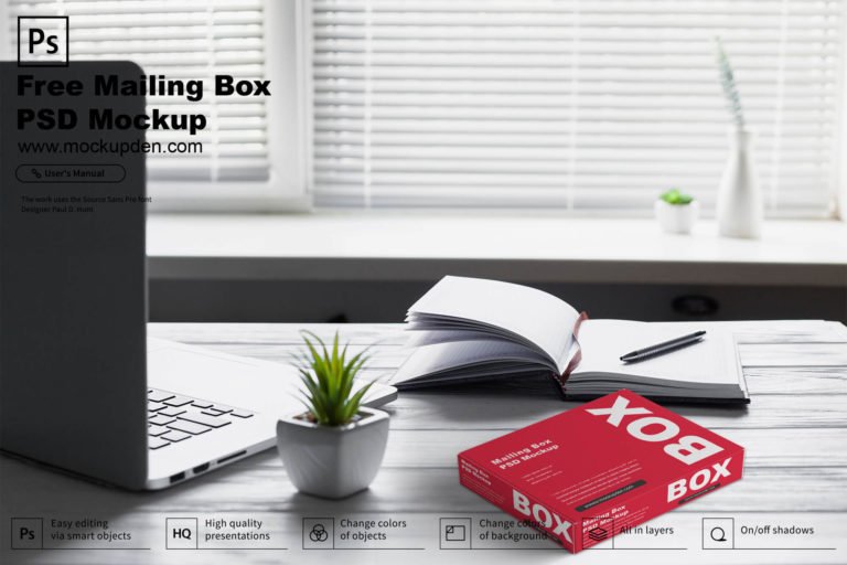 Free Mailing Box PSD Mockup Template