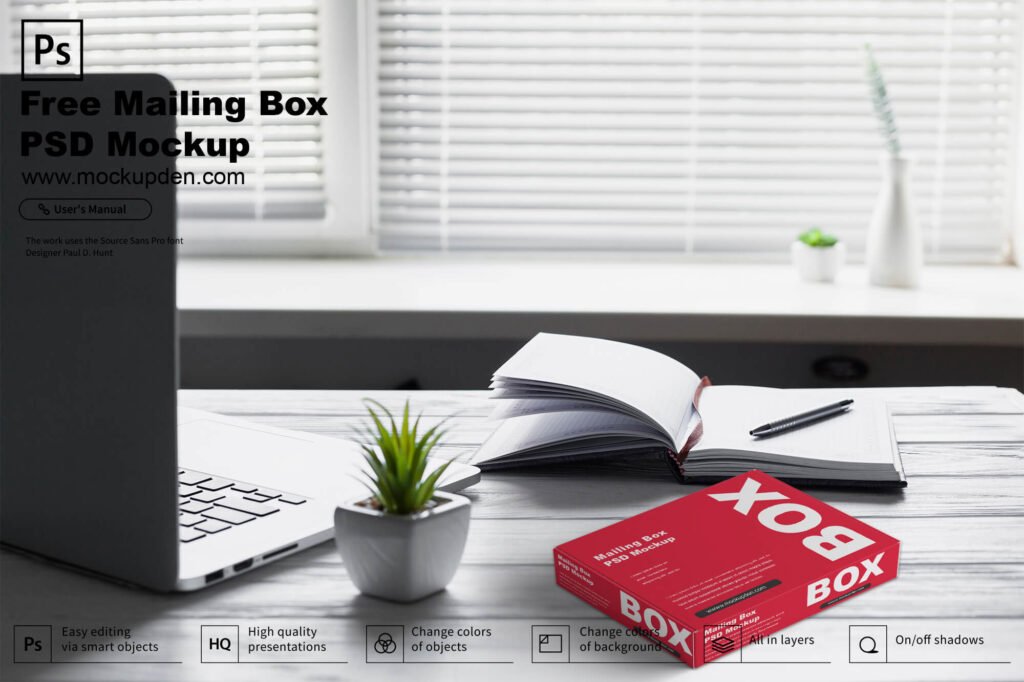 Download Free Mailing Box PSD Mockup Template - Mockup Den